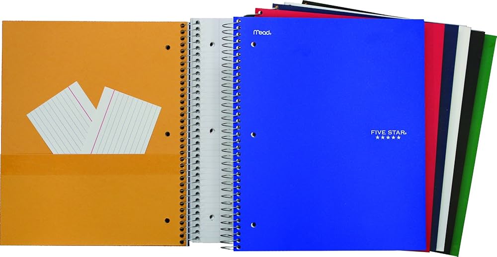 Five Star 5-Subject Spiral Notebook + Study App, 8.5